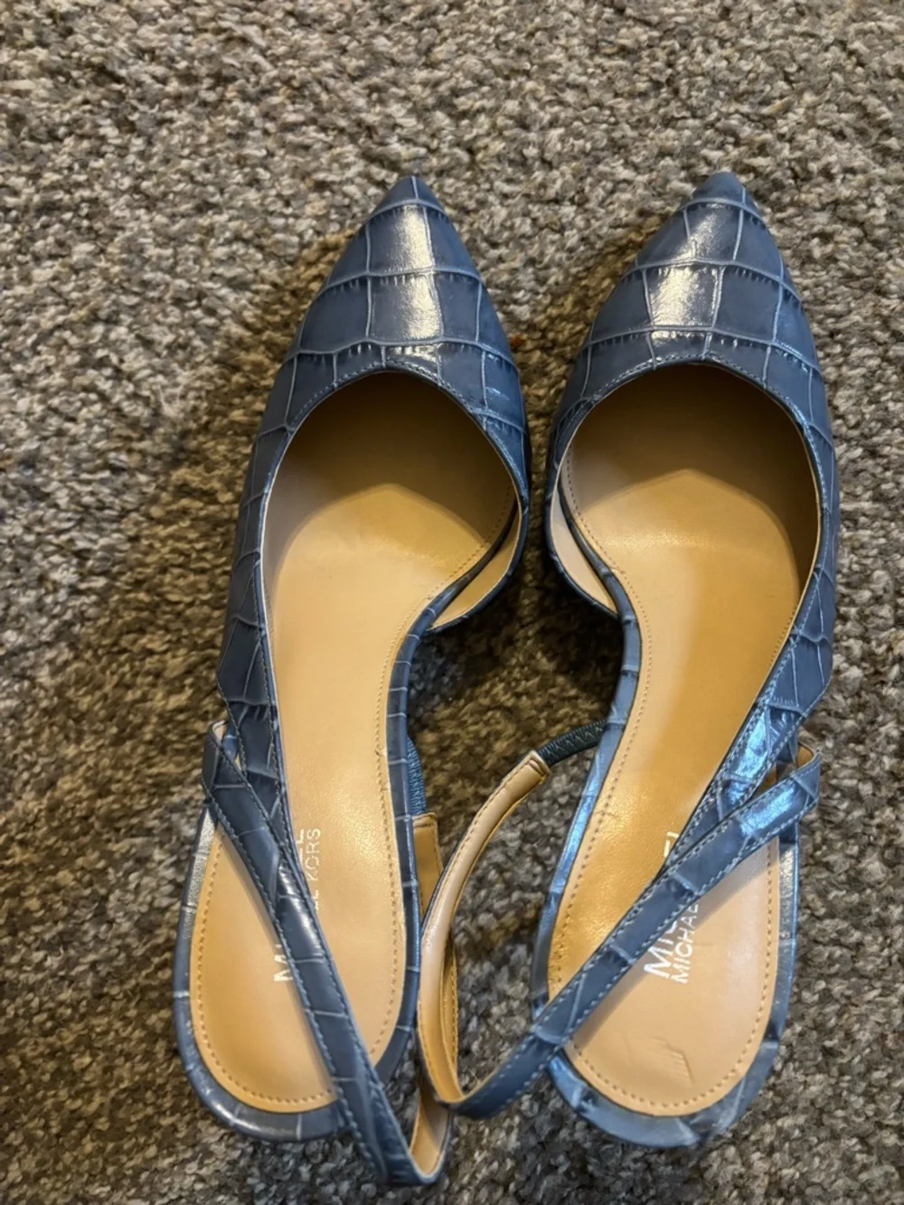 Michael Kors Blue Croc-Embossed Slingback Stiletto - Picture 2 of 4